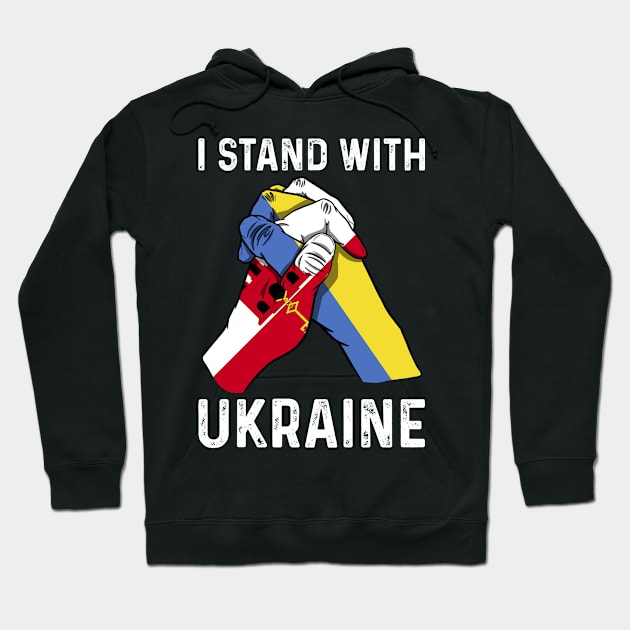 I Stand With Ukraine Gibraltar and Ukraine Flags Holding Hands Hoodie by BramCrye